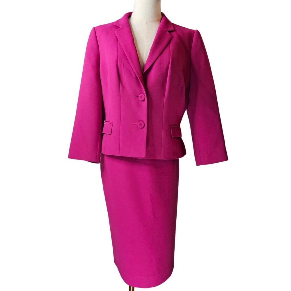 Hobbs London Skirt Blazer Suit Set 10/12 Fuchsia Pink Career